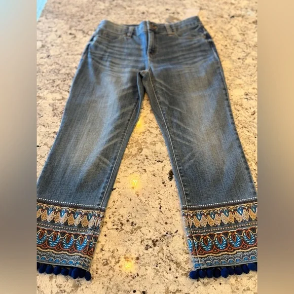 Chico's Blue Denim Set with Multicolor Embroidery - Picture 14 of 15